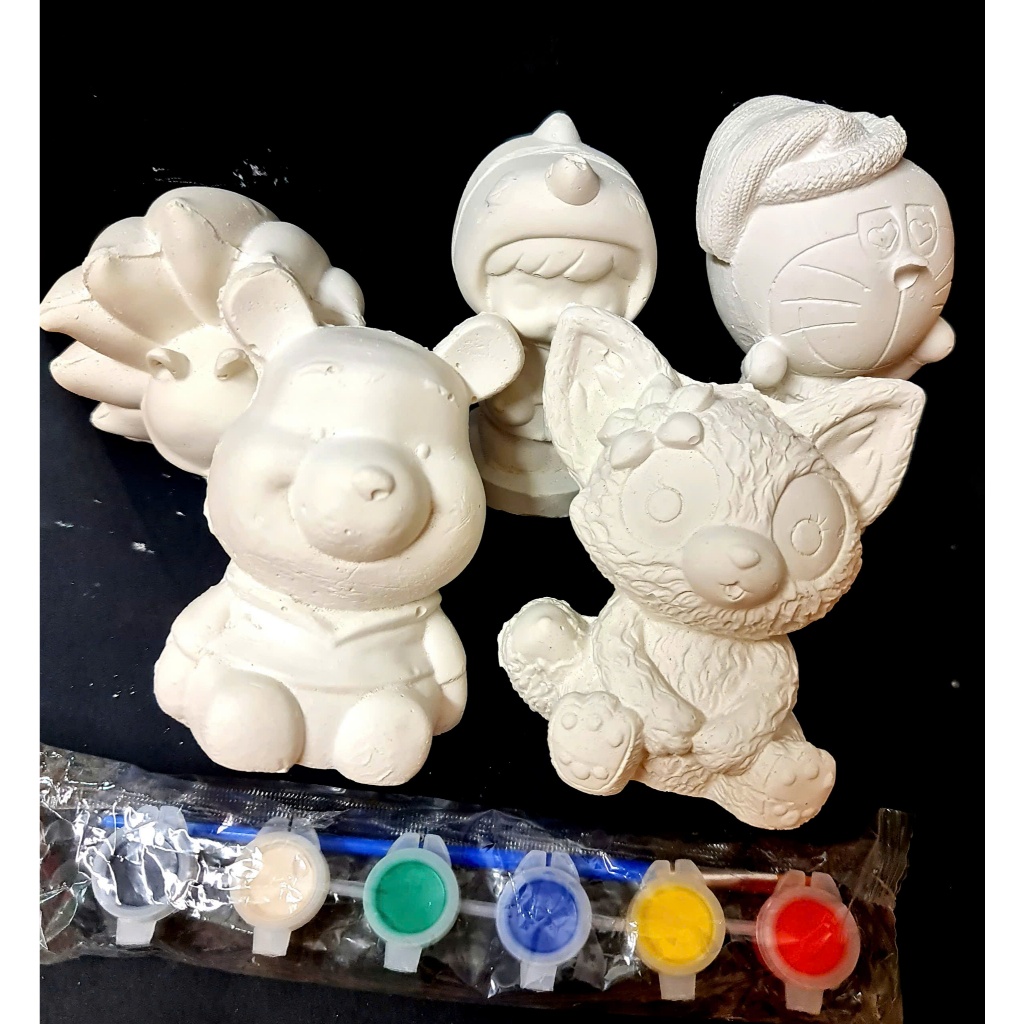 [Được chọn mẫu] Combo 5, 10 tượng tô màu thạch cao 3D kèm 12 màu và 2 cọ cho bé thoải thức sáng tạo