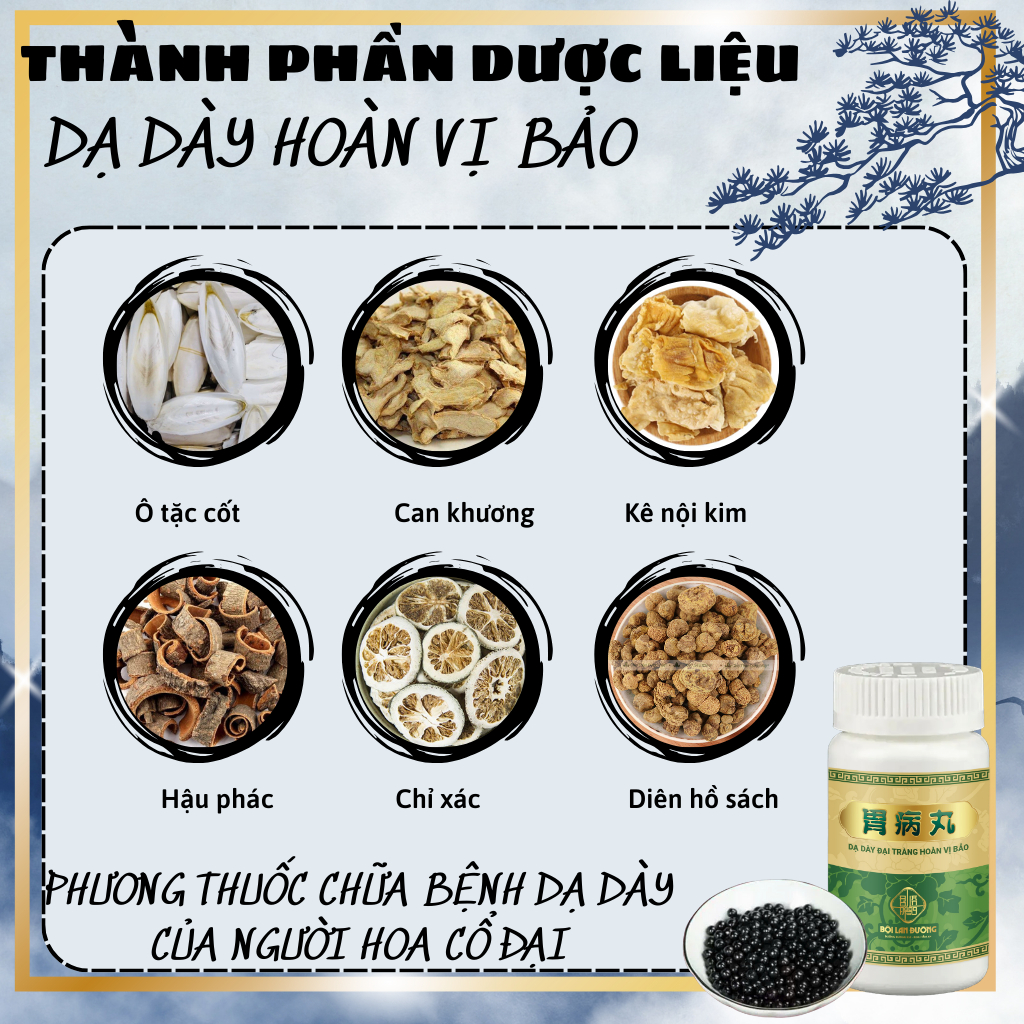 [Dạ dày đại tràng] Viên trung dược Hoàn Vị Bảo giúp chống trào ngực dạ dày, ngừa vi.êmmm loéttt, vi.êmmm hang vị hũ 600v