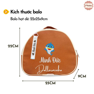 BALO HẠT DẺ THÊU TÊN CHO BÉ PHONG CÁCH HÀN QUỐC - TẶNG TAG TÊN