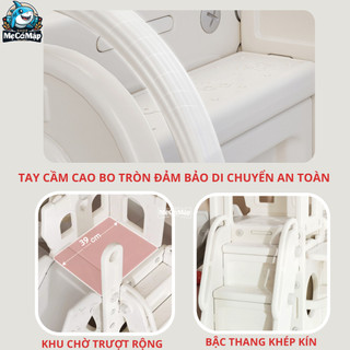 Cầu Trượt Cho Bé Pakey Lâu Đài TẶNG KÈM BÓNG RỔ, Cầu Trượt Cao Dày Dặn Chịu Tải Trọng 100kg Bảo Hành 2 Năm