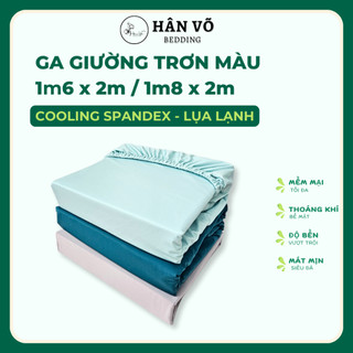 Ga 1m6x2m, ga 1m8x2m trơn màu chất liệu lụa lạnh Hân Võ Bedding mát mịn, ga bo thun. cooling Spandex, drap nệm