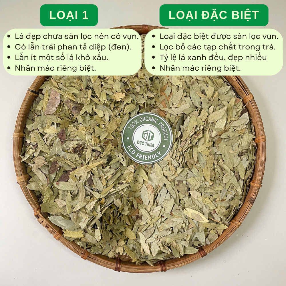 500g Phan Tả Diệp Hút Chân Không Đăc Biệt Đức Thiện (Khô, Sạch, Thơm) - Hỗ Trợ Táo Bón, Nhuận Tràng