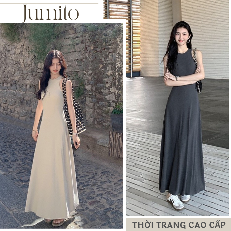 Váy nữ dáng dài không tay chất liệu thun cao cấp Jumito, đầm nữ maxi tôn dáng ôm body sexy quyến rũ D1662