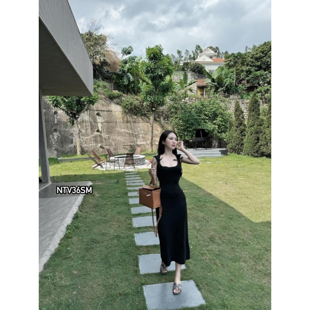 Váy nữ midi sát nách chất thun mềm min do giãn tốt dáng ômbody Jumito, đầm nữ màu đen tôn dáng chất liêu cao cấp D1624