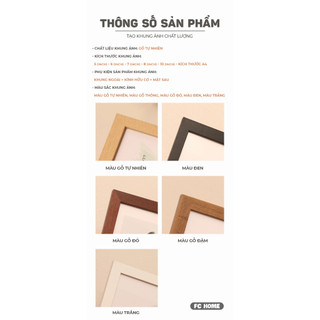 Khung ảnh để bàn bằng gỗ , mặt kính TẶNG KÈM CHÂN CHỐNG size 12x17 cm, 14.5x19.6 cm
