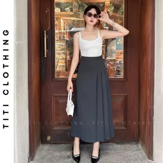 Chân váy Mora chữ A form Hàn Quốc dáng dài cách điệu xếp ly TRENDING, chân váy dáng suông nhẹ nhàng phù hợp côn sở trẻ t