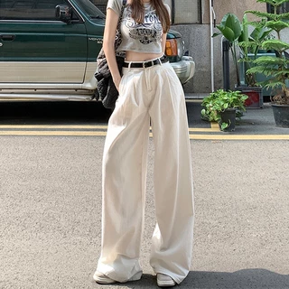 Quần jeans kaki xếp ly ống rộng lưng cao cạp chun phong cách Hàn Quốc trẻ trung, quần bò Kaki xếp ly ống rộng Jena