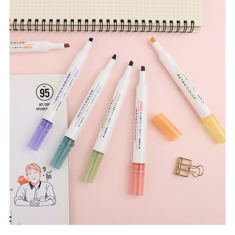Ảnh Bộ Bút Dạ Quang 6 Màu Highlight Pastel Văn Phòng Phẩm Xinh Xắn Tiện Dụng, Bút Đánh Dấu, Bút Nhớ 1