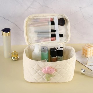 Túi Đựng Mỹ Phẩm cầm tay Hello Kitty Nữ Pouch Chần Bông Vintage Nơ Ins Make Up dễ thương ngọt ngào Dung tích lớn du lịch