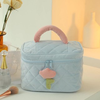 Túi Đựng Mỹ Phẩm cầm tay Hello Kitty Nữ Pouch Chần Bông Vintage Nơ Ins Make Up dễ thương ngọt ngào Dung tích lớn du lịch
