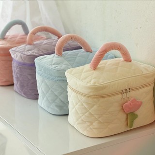 Túi Đựng Mỹ Phẩm cầm tay Hello Kitty Nữ Pouch Chần Bông Vintage Nơ Ins Make Up dễ thương ngọt ngào Dung tích lớn du lịch