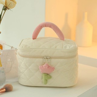 Túi Đựng Mỹ Phẩm cầm tay Hello Kitty Nữ Pouch Chần Bông Vintage Nơ Ins Make Up dễ thương ngọt ngào Dung tích lớn du lịch