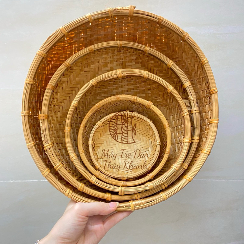 Thúng tre hun khói Mây Tre Đan Thuỷ Khanh, thúng đựng rau củ, hoa quả ...