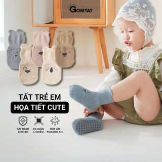 Tất trẻ em hình gấu chống trượt ngã GOMTAT, vớ đệm silicon chống trơn cho bé tập đi - YIQ-BC001