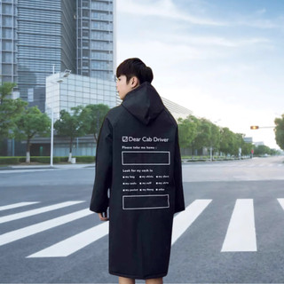 Áo Mưa Măng Tô Dáng Dài Phong Cách Hàn Quốc – In Chữ Sau Lưng “Dear Cab Driver”, Chống Ướt Toàn Thân