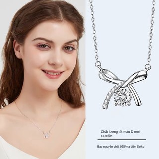 dây chuyền bạc Vòng cổ nữ Moissanite bạc S925 Vòng cổ nơ nữ Quà tặng nữ S50