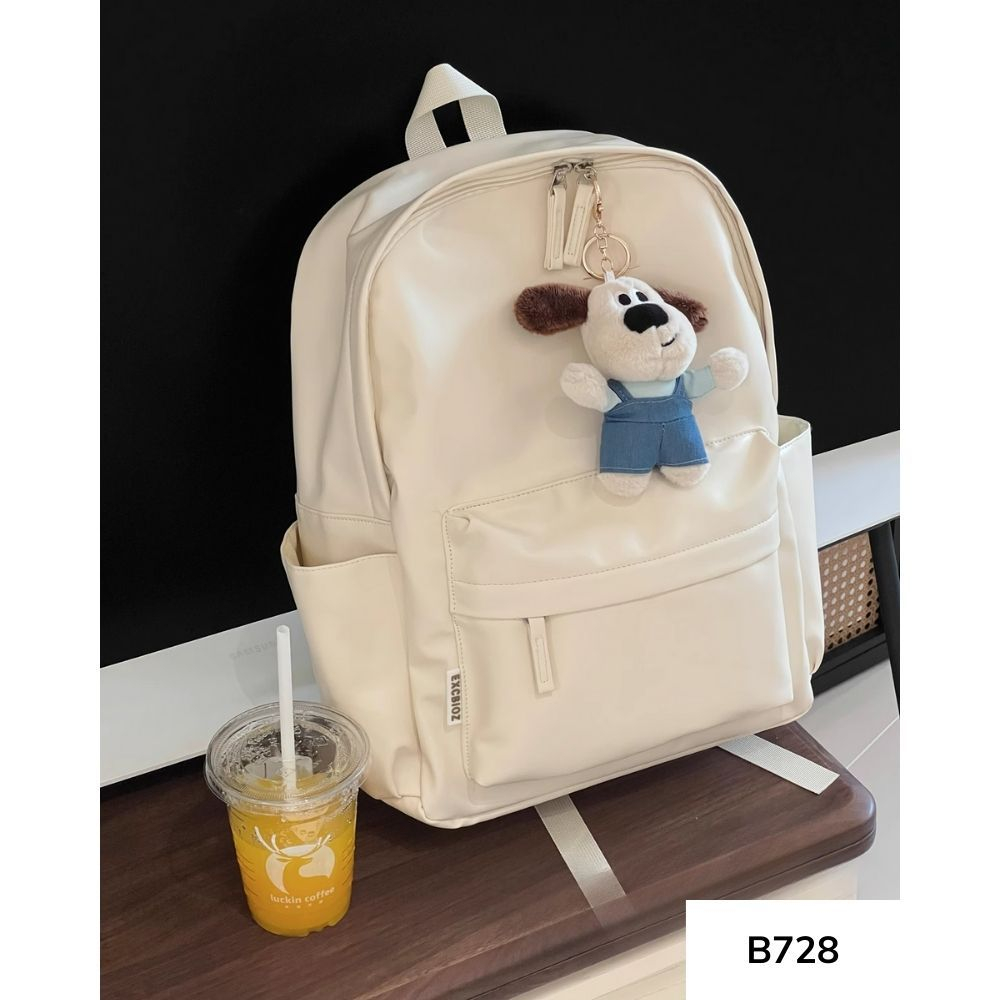 Balo đi học chất liệu da PU nhiều ngăn ulzzang chống nước thời trang phong cách basic hàn quôc B728 gagastore