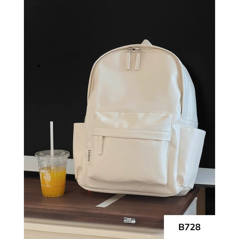 Balo đi học chất liệu da PU nhiều ngăn ulzzang chống nước thời trang phong cách basic hàn quôc B728 gagastore