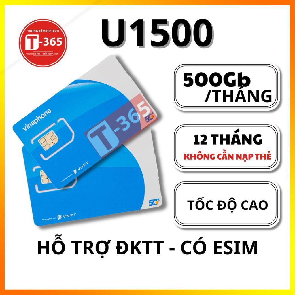 Sim Vinaphone U1500 Tháng Có 500Gb Tốc Độ Cao,12 Tháng Không Cần Nạp ...