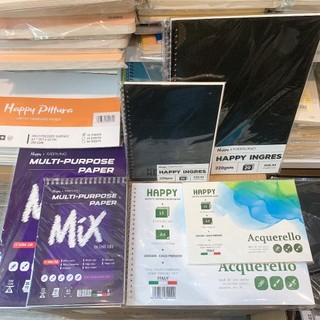 HAPPY x FABRIANO - Giấy, Sổ lò xo giấy có vân 220gsm A5 / A4 / A3 10-20 tờ ♥ Happy Ingres Sketchbook