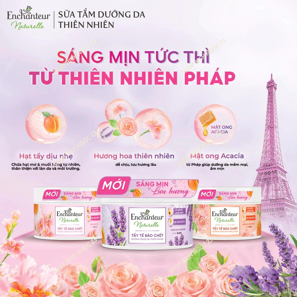 Tẩy tế bào chết thiên nhiên dưỡng sáng da Enchanteur Naturelle 250g(MẪU MỚI)