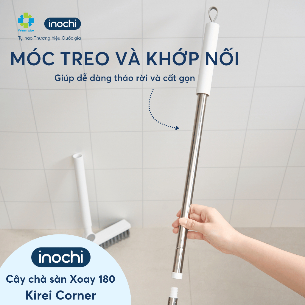 Cây Chà Sàn Kirei Xoay 180 Độ (Corner) Inochi - Vệ Sinh Tận Góc, Tiện Lợi, Sạch Bóng