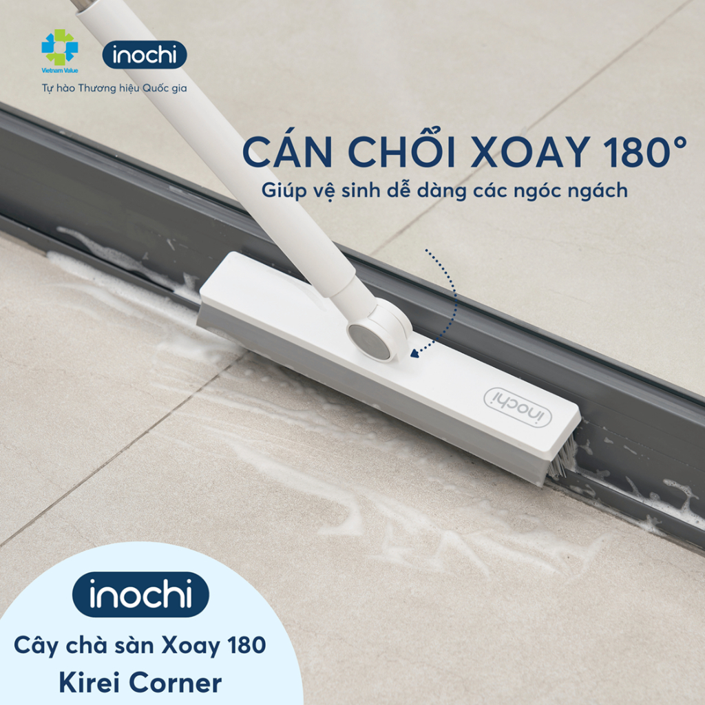Cây Chà Sàn Kirei Xoay 180 Độ (Corner) Inochi - Vệ Sinh Tận Góc, Tiện Lợi, Sạch Bóng