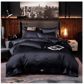 (Hàng order) Bô Chăn Ga Gôi Lua LS Lavish silk (1m8x1m6x10cm)Hàng Loại 1 cao cấp mát lạnh màu đen