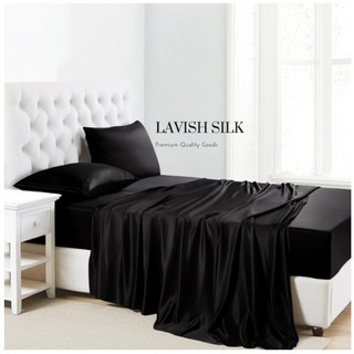 (Hàng order) Bô Chăn Ga Gôi Lua LS Lavish silk (1m8x1m6x10cm)Hàng Loại 1 cao cấp mát lạnh màu đen