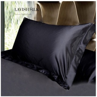 (Hàng order) Bô Chăn Ga Gôi Lua LS Lavish silk (1m8x1m6x10cm)Hàng Loại 1 cao cấp mát lạnh màu đen