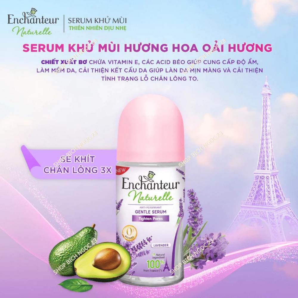 Lăn khử mùi thiên nhiên Enchanteur Naturelle (khử mùi đến 72H) - sáng da/mờ thâm/mịn màng 25ml/50ml