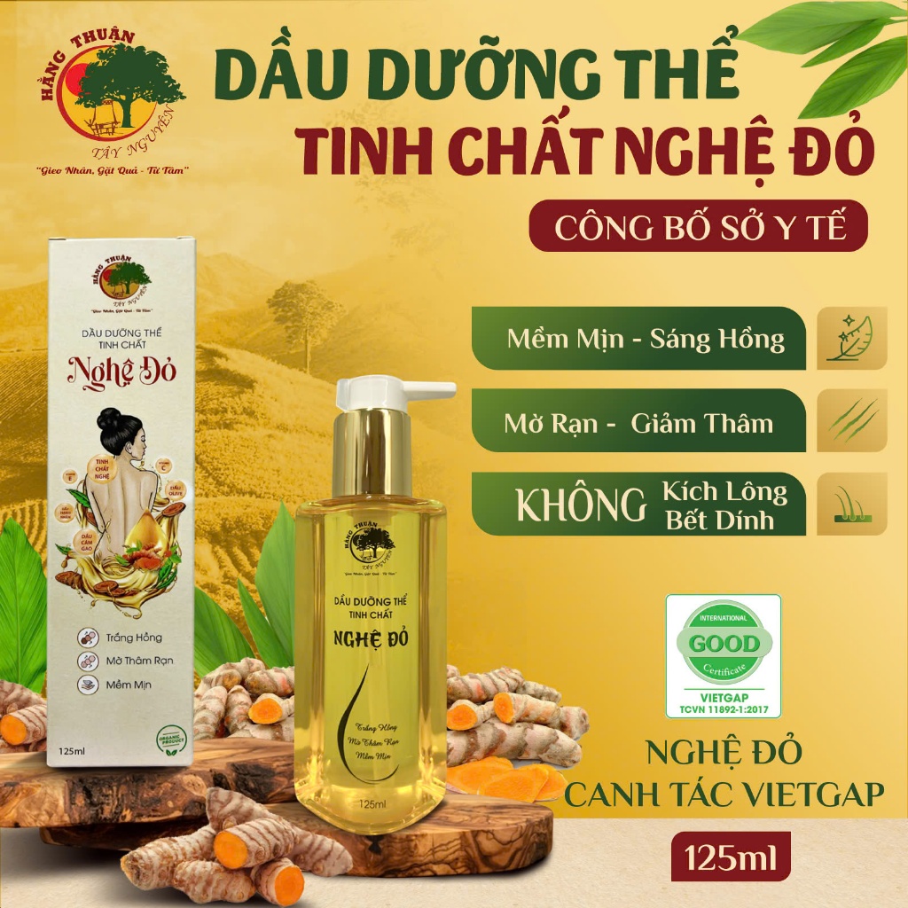 Dầu Dưỡng Thể Trắng Da Tinh Chất Nghệ Đỏ Hằng Thuận Tây Nguyên