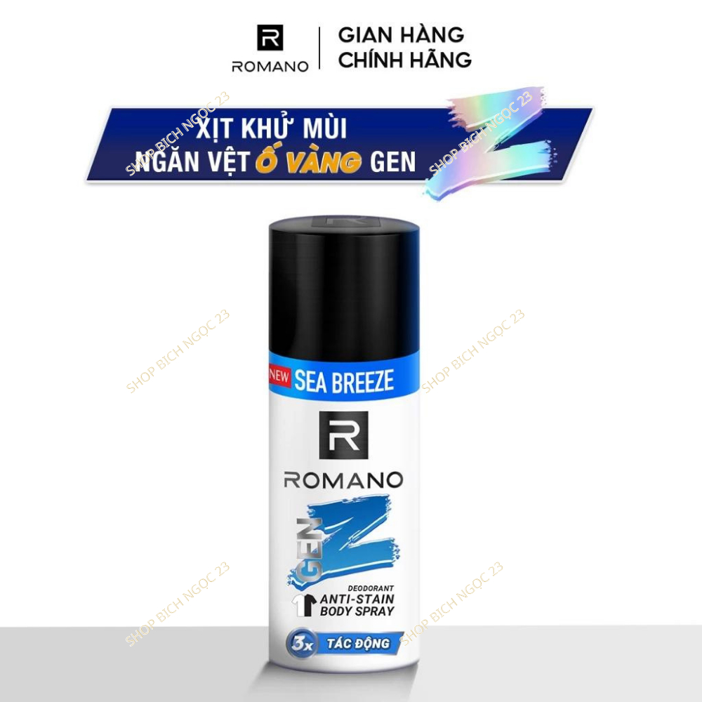 Xịt khử mùi ngăn vệt ố vàng Romano Gen Z 140ml