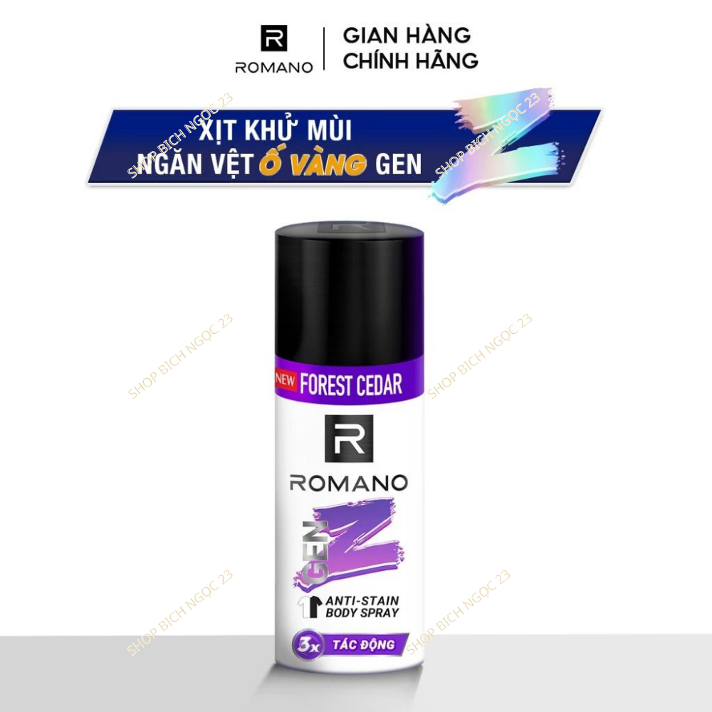 Xịt khử mùi ngăn vệt ố vàng Romano Gen Z 140ml
