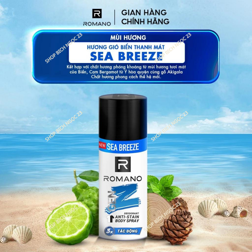 Xịt khử mùi ngăn vệt ố vàng Romano Gen Z 140ml