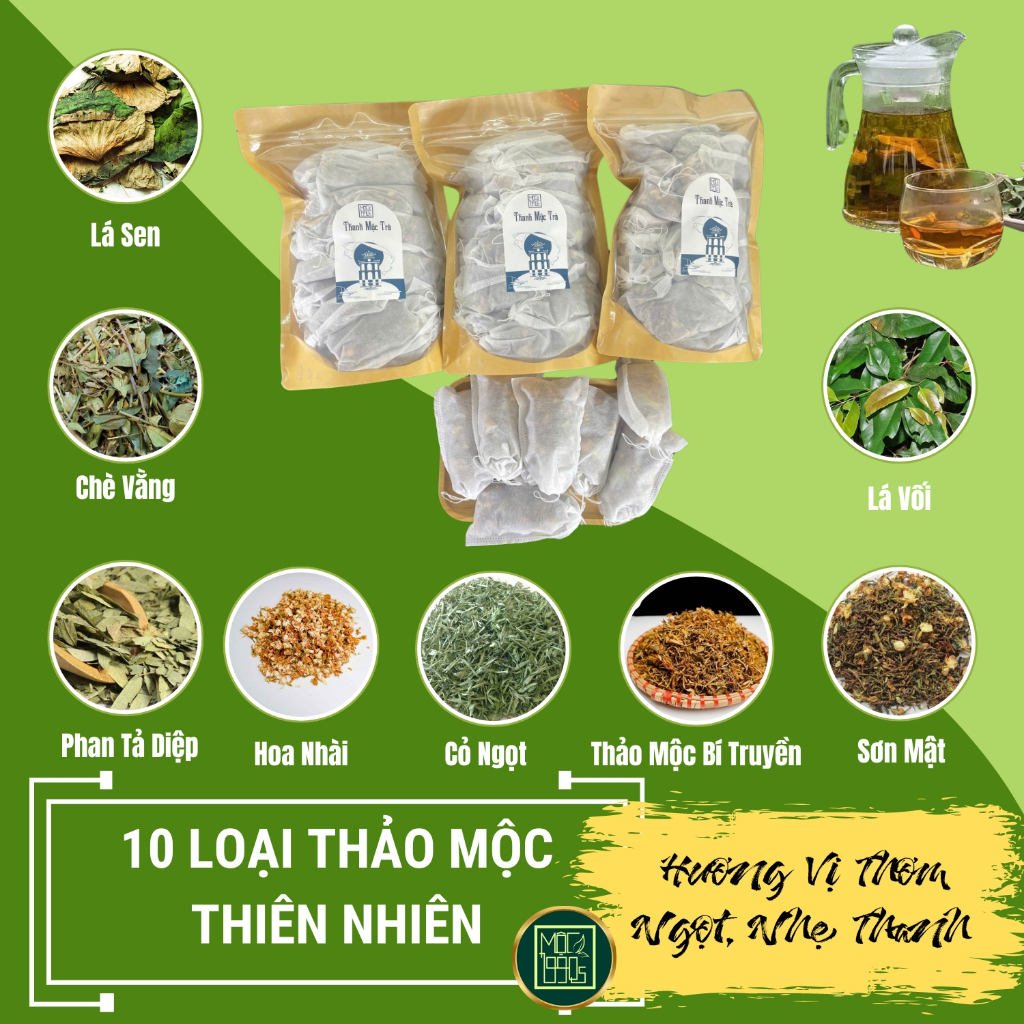 Túi 60 Gói Trà Lá Nam Thập Vị Thanh Mộc Túi Lọc - Mát gan thải độc