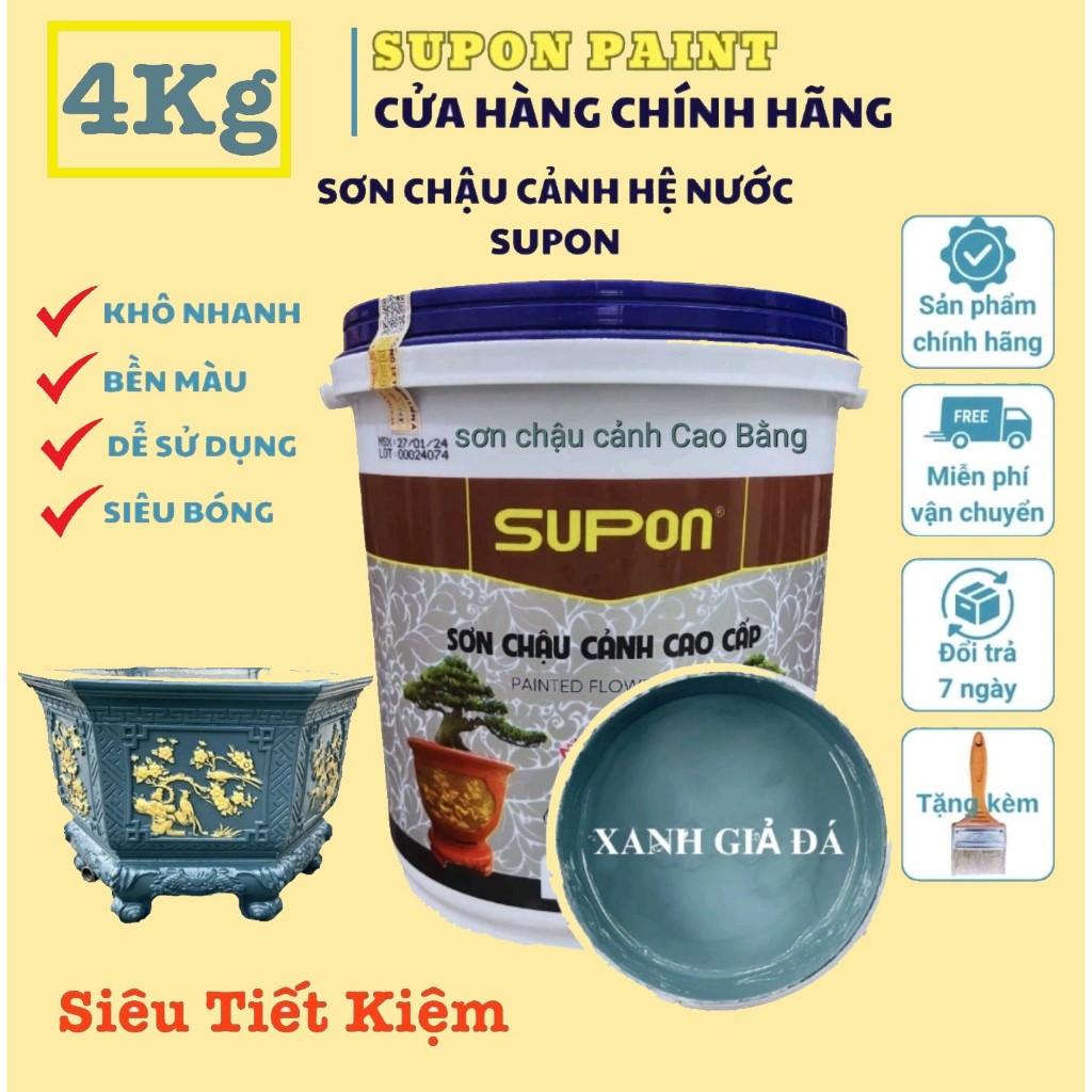 Sơn chậu cảnh Supon màu Xanh Ghi Đá SP0016 [ Lon 4kg ] | Shopee Việt Nam