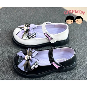 Giày búp bê đính nơ kuromi xinh xắn cho bé gái đế mềm chống trơn hàng QC cao cấp mẫu mới 2024 (BBA/B673)
