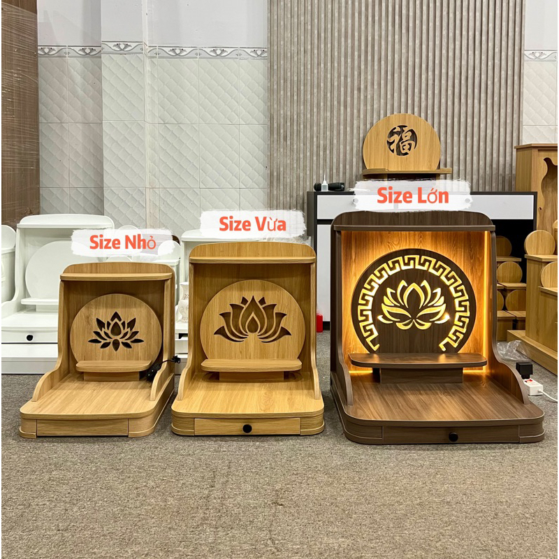 ( Có Đèn  Led Sẵn ) BÀN THỜ THẦN TÀI THỔ ĐỊA SIZE ĐẠI ( 61x48x68 )