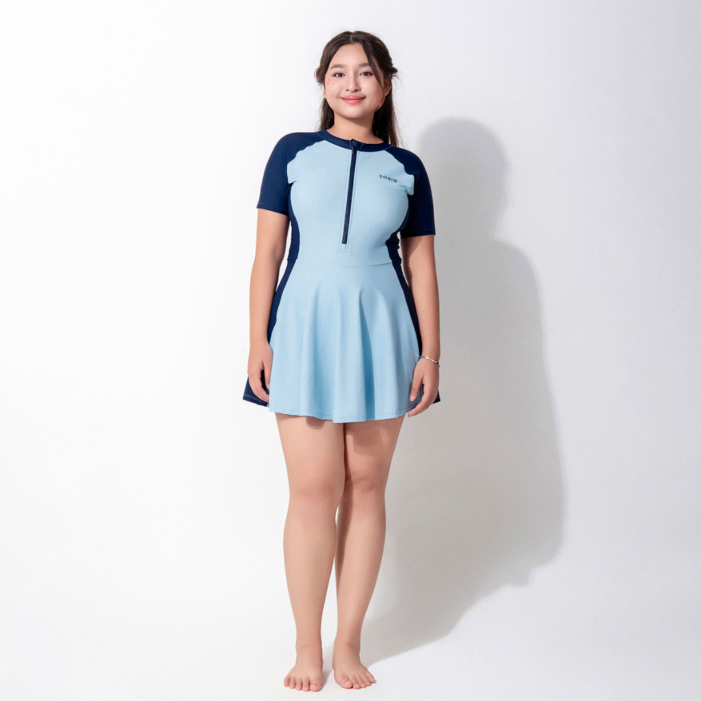Ảnh Đồ bơi nữ liền thân khoá kéo tay ngắn Chubby Mia SOBIE 1
