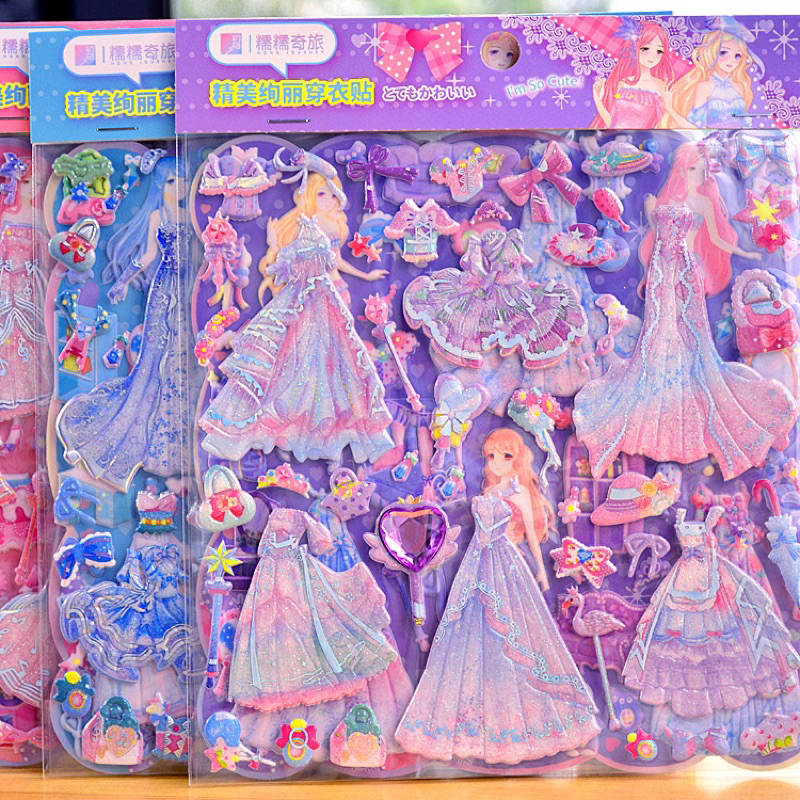 Set 2 Tấm sticker thay trang phục công chúa nhiều mẫu | Shopee Việt Nam