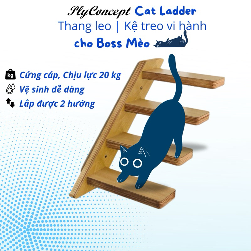 Ảnh Kệ Treo Tường Hình Thang Xinh Xắn Cho Mèo, Thang Leo cho Mèo - Plyconcept Cat Ladder 1
