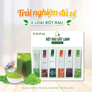 Vỉ 6 Loại Bột Rau Quảng Thanh Nguyên Chất 100% Thanh nhiệt, giảm mụn, đẹp da, giảm Gút, giảm cân