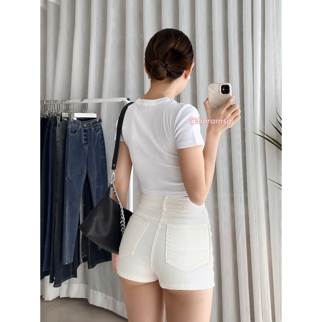 Quần váy nữ tổng hợp jean kaki trắng BORAM SG