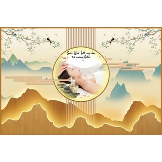 Tranh dán spa dưỡng sinh, trang trí spa gội đầu dưỡng sinh, tranh ngâm chân thảo dược in trên vải lụa (tặng kèm keo dán)