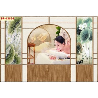 Tranh dán spa dưỡng sinh, trang trí spa gội đầu dưỡng sinh, tranh ngâm chân thảo dược in trên vải lụa (tặng kèm keo dán)
