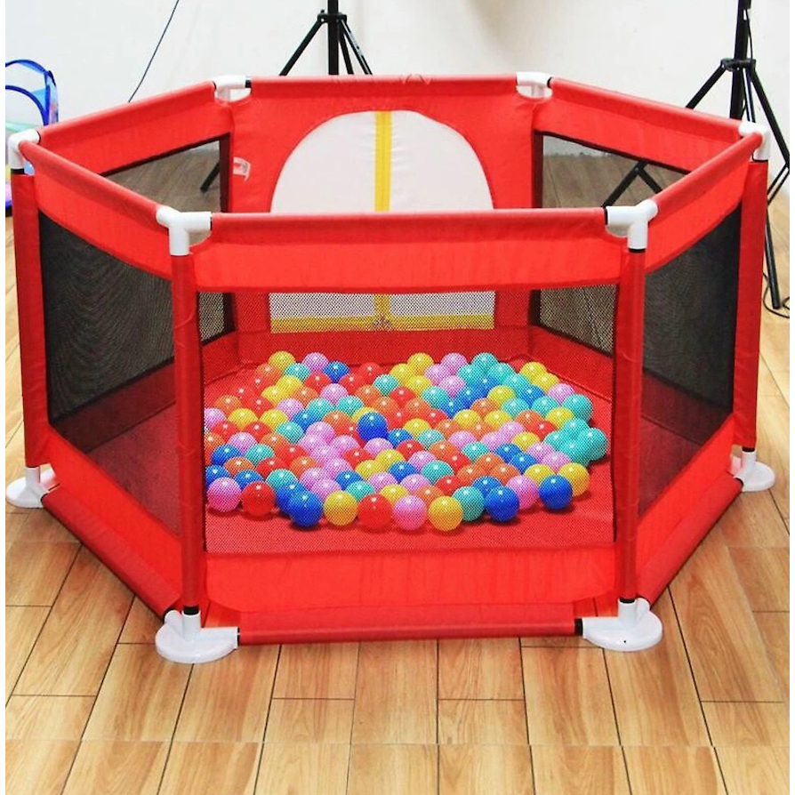 Quây bóng quây đồ chơi hình vuông 1m2x1m2 có rổ bóng, quây nhà bóng cho bé