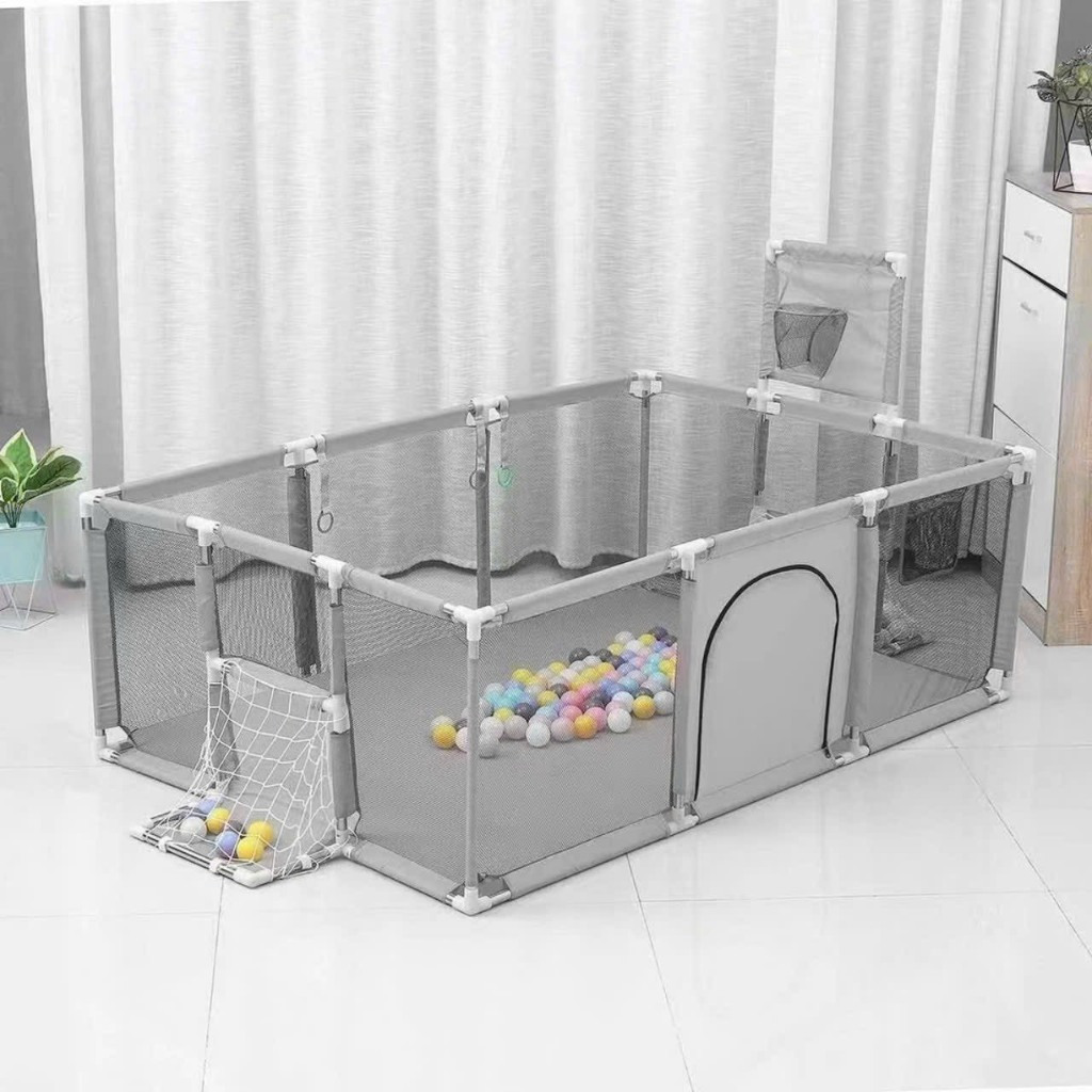 Quây bóng quây đồ chơi hình vuông 1m2x1m2 có rổ bóng, quây nhà bóng cho bé