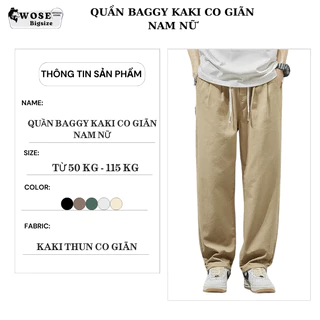 50-115KG Quần Dài Nam Nữ Kaki Co Dãn Thời Trang Bigsize Sói - Lưng Thun - Có Túi