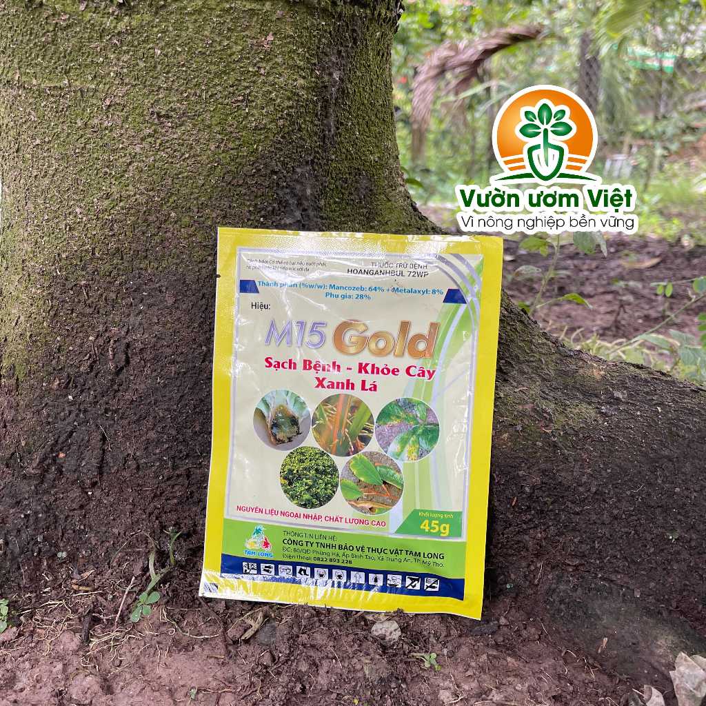 Thuốc trừ bệnh M15 Gold trị thán thư, cháy lá, xì mủ, sương mai, nấm hồng, lở cổ rễ, bạc lá - 45gr